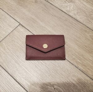 Michael Kors burgundy merlot Saffiano faux leather coin card case wallet